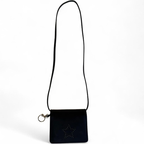 Black 90's/2000's Shoulder/Crossbody Bag With Studded Star Design & Keychain - Picture 7 of 13
